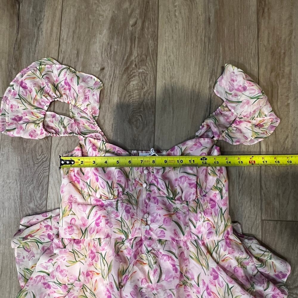 ASTR THE LABEL Women's Midsummer Floral Tiered Maxi Dress Size L In Pink Multi - Picture 10 of 13